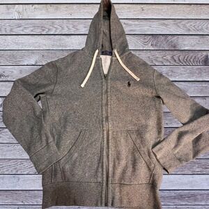 Polo Ralph Lauren Small Zip Hoodie Mens Grey Excellent Pony Logo Fleece Jacket